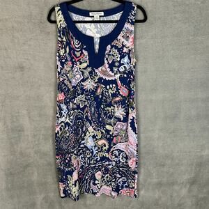 Tommy Bahama Dress Womens Large Navy Paisley Sleeveless Resort Beach Tropical